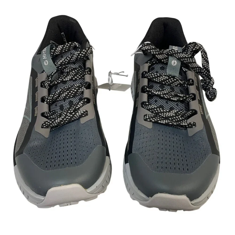 Hi-Tec Mens Size 8 Gray Black Mesh Lace Up Athletic Running Tennis Shoes